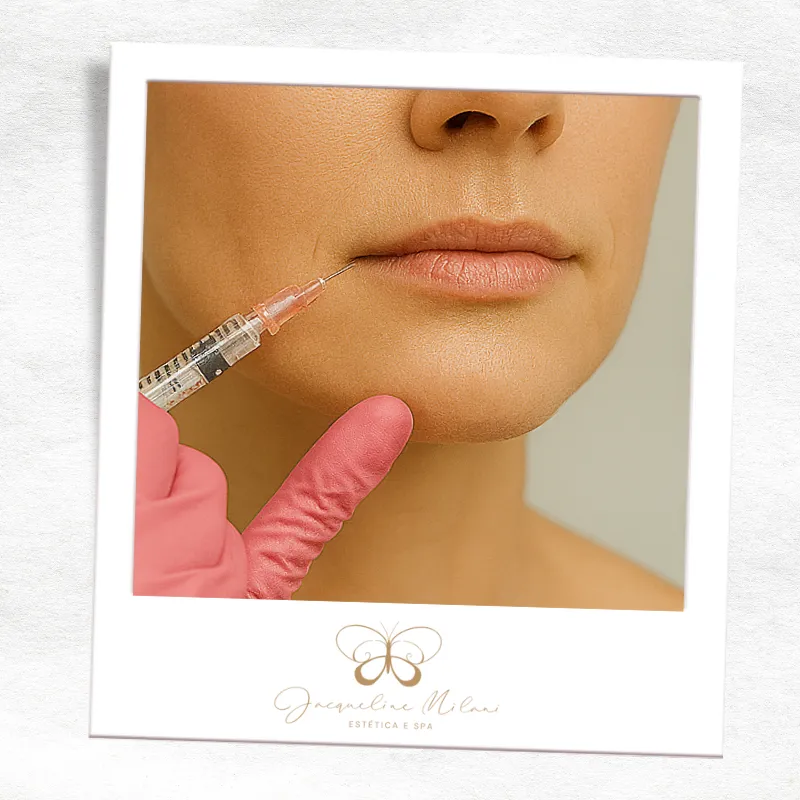 Aplicação de botox na região da boca para suavizar linhas periorais e melhorar a harmonização facial em Araçariguama – SP.