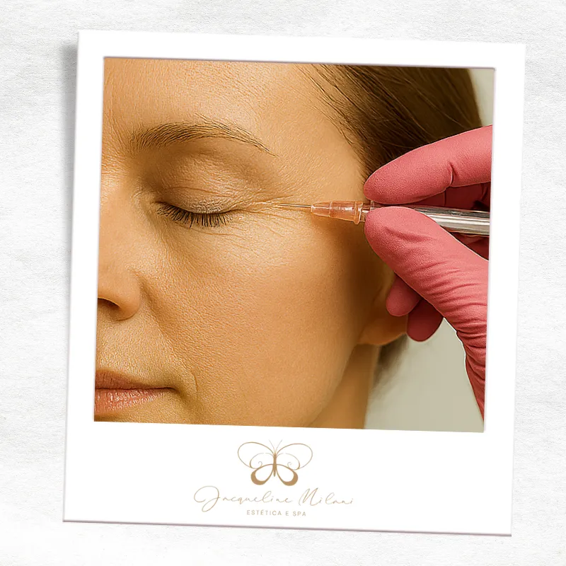 Aplicação de botox na lateral dos olhos (pés de galinha) com resultado natural e seguro em Araçariguama – SP.